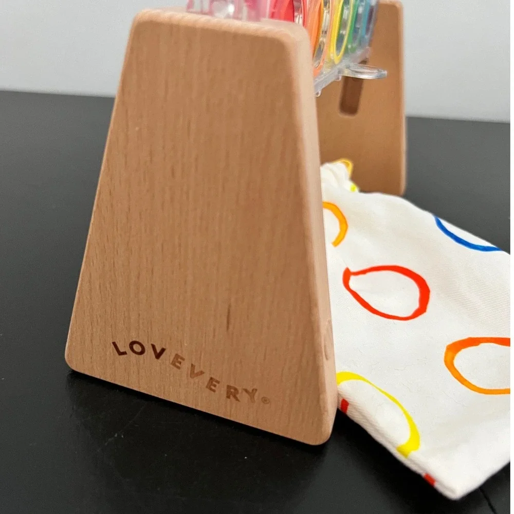 Loveevery Four In A Row Game Multicolor Wood Acrylic Montessori Toy OS